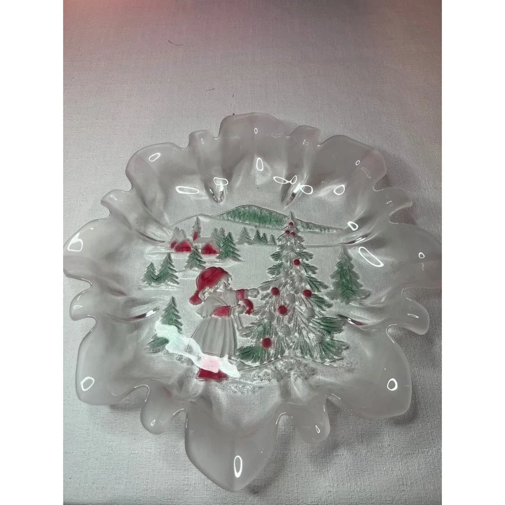 Vintage 1990 Mikasa Christmas Glass Bowl 14.5